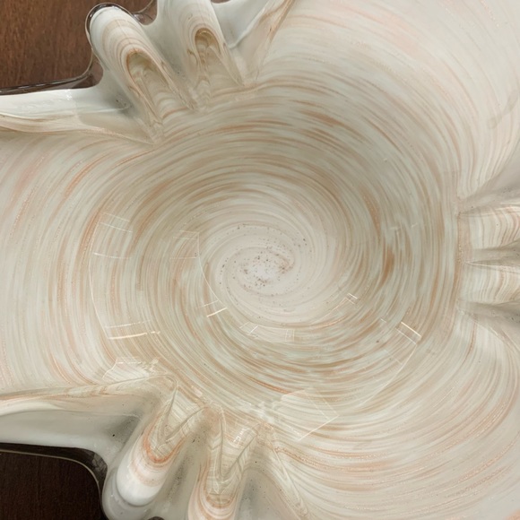 Beautiful white gold flecked Murano handblown ashtray - Picture 9 of 10